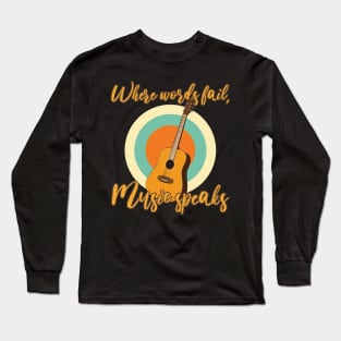 Funny Retro Acoustic Guitar Graphic Design and Guitarist Long Sleeve T-Shirt